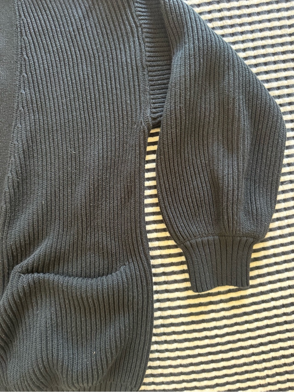 Quince 100% cotton Black Ribbed Open-Front Women’s Sweater Cardigan - Picture 4 of 6